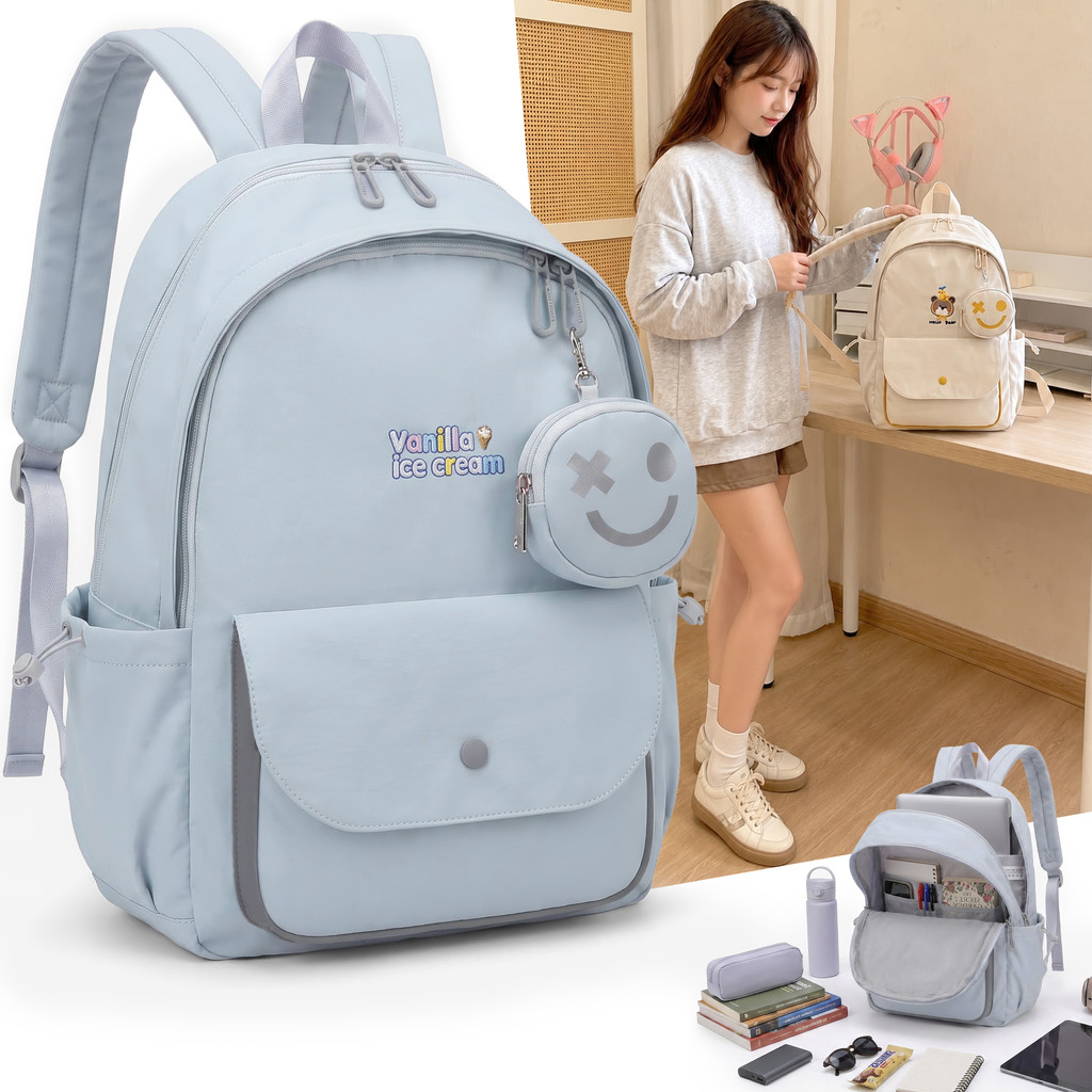 Balo đi học nữ nam kiểu basic màu pastel trơn thời trang unisex đựng laptop 15.6inch vải cao cấp chống nước 9502