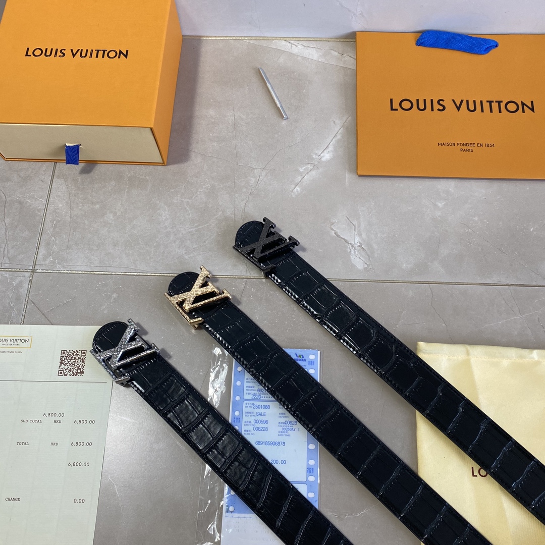 COD SDFERTEEEWE Lv men's belts with square pattern lock head LV2