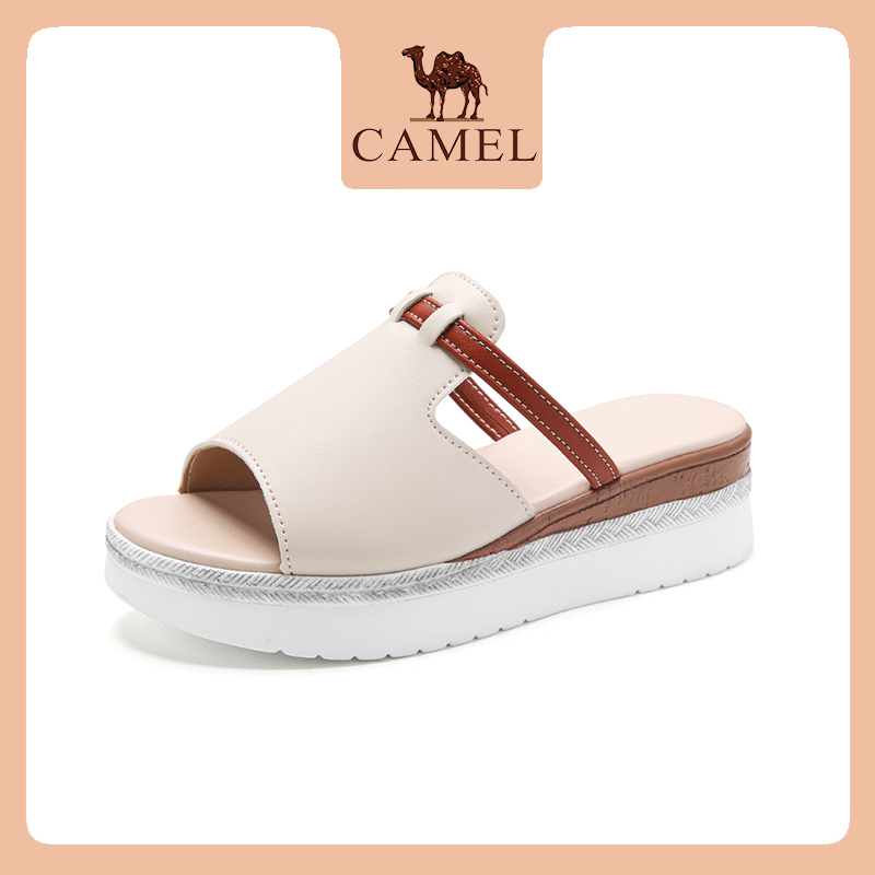 Camel Women's Shoes, Thick Heel Sandals, Flat Beach Sandals, Leather Bread Shoes, Summer Fashion Cam399051312 ราคา 1,064 บาท*ส่งฟรี