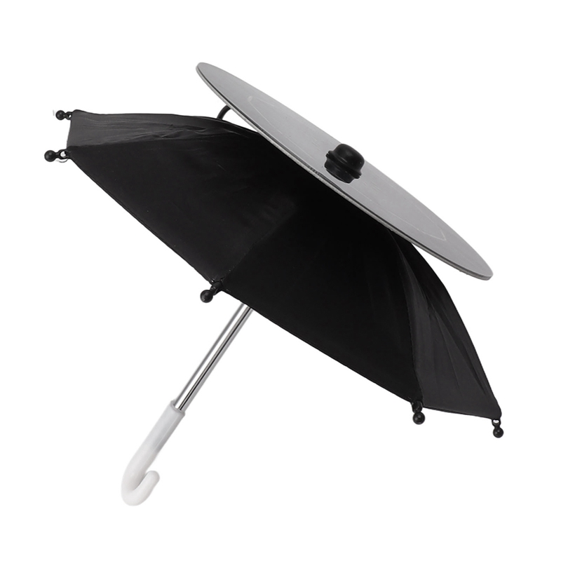 Solar Phone USB Umbrella Phone Mini Umbrella Sun Shade USB Charging+Solar Power for Outdoor Cycling Fishing Black