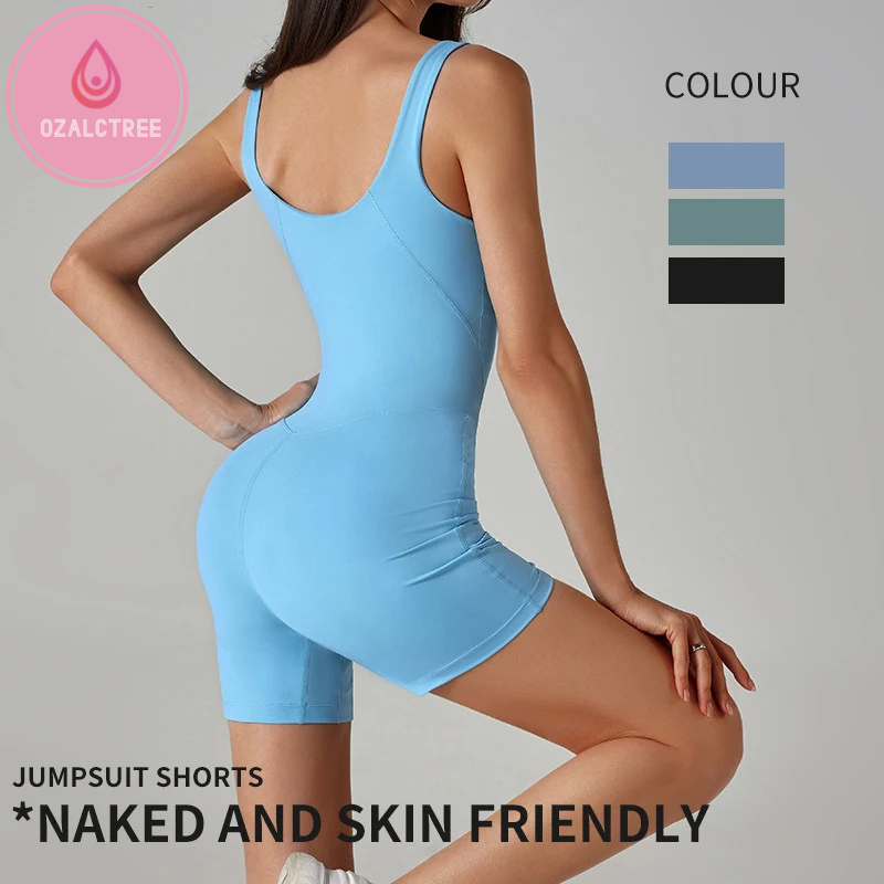 OzalCtree Zero Feel Yoga Jumpsuits Women Body Shaping Clothing Sports Bodysuits With Removable Chest Pads Sleeveless Elastic Rompers