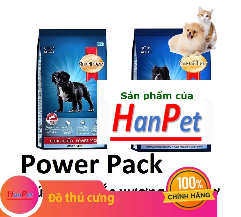 Hanpet - Smartheart Power pack Gói 3 kg thức ăn chó tăng cơ chắc xương