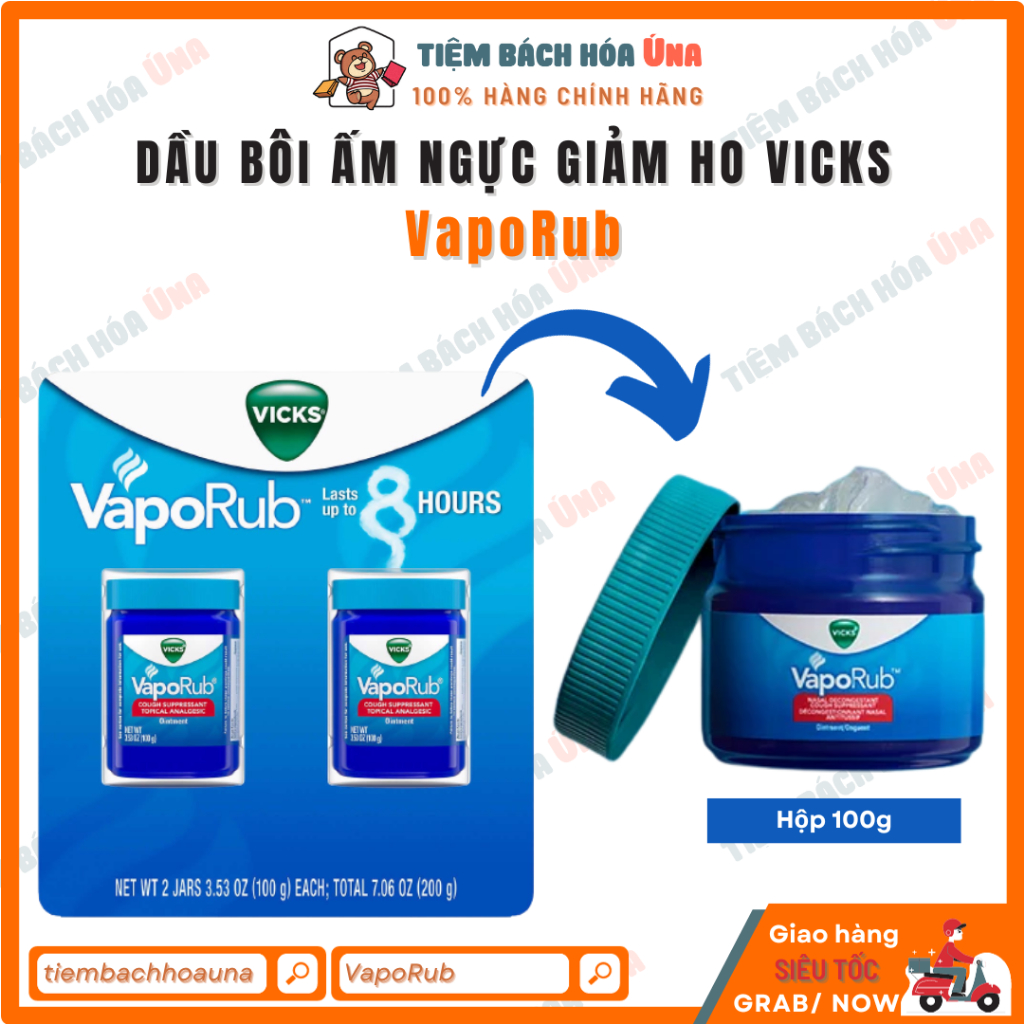 Dầu bôi ấm ngực giảm ho Vicks VapoRub - Hàng Mỹ - tiembachhoauna