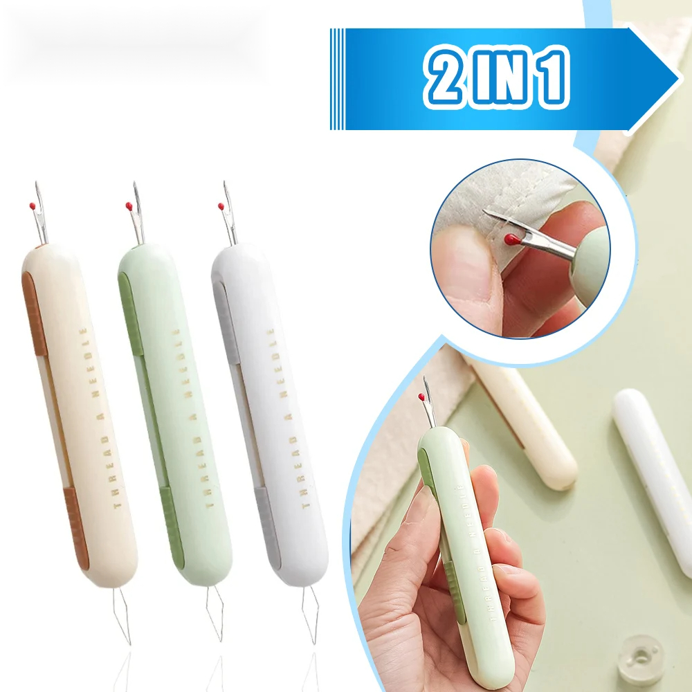 Quick Needle Introducer Needle Threader for Hand Sewing 2-in-1 Automatic Thread Remover Sewing Supplies Household Sewing Accessories whit Manual