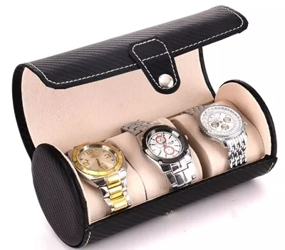 [Starzdeals] 3 Slot Carbon Fiber Travel Watch Jewelry Case / Watch Travel Pouch / Watch Case / Travel Watch Case / Protection Case for Watch / Watch Storage