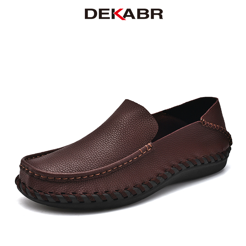 DEKABR Luxury Genuine Leather Slip On Fashion Breathable Soft Comfortable Flats Men Casual Shoes Handmade Loafer Driving Shoes ราคา 826 บาท*ส่งฟรี