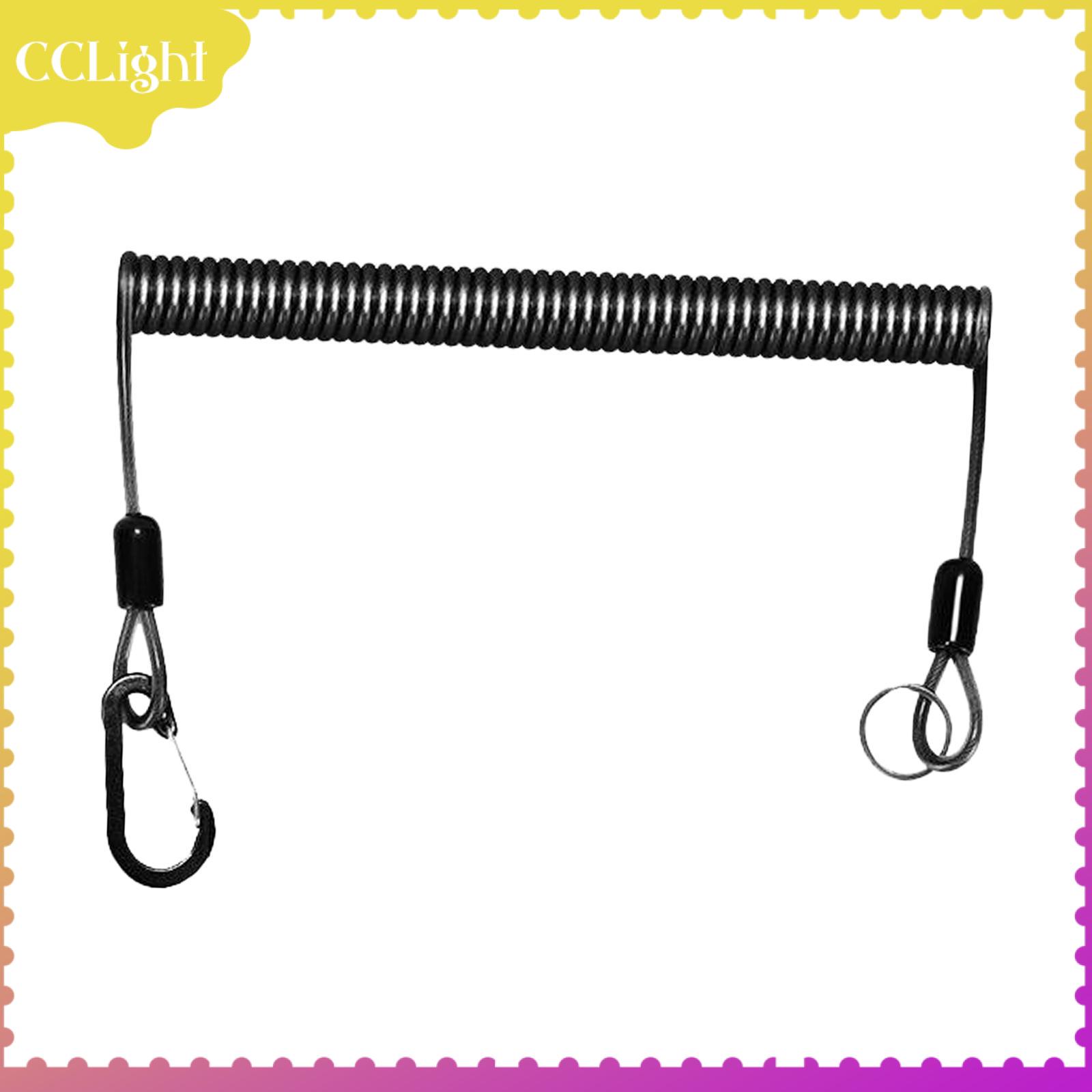CCLight Retractable Fishing Coiled Lanyard Fishing Pole Tether Paddle Kayak Leash Versatile Retractable Steel Wire Coiled Lanyard