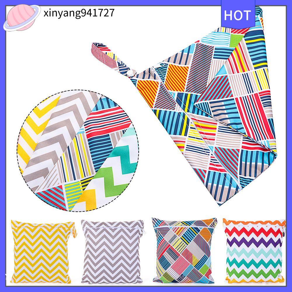 Xinyang941727 Bộ dụng cụ Bơi du lịch tái sử dụng đầy màu sắc sọc sóng không thấm nước Zip túi chống thấm túi đựng tã túi đựng tã túi lưu trữ cho bé