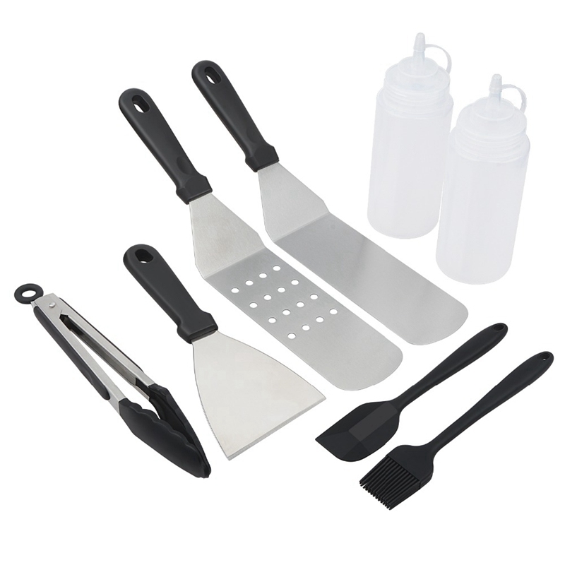 8 Pcs/Lot Bbq Tools Barbecue Set For Teppanyaki Spatulas For Barbecue Scraper Grill Accessories For Grilling Bbq Griddle Tools