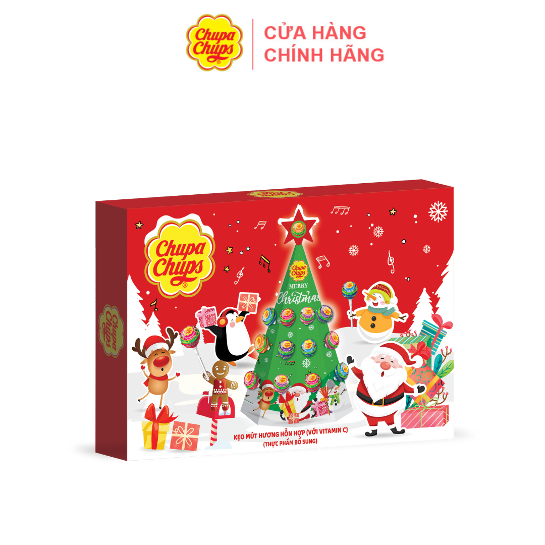 Chupa Chups mixed fragrance Christmas tree lollipop box with vitamin C 25