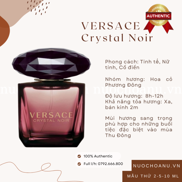 [Chính Hãng] Nước Hoa Nữ Versace Crystal Noir Mẫu Thử 2ml 5ml 10ml Mùi Hương Hoa Cỏ Cổ Điển Nuochoanu.vn VS05