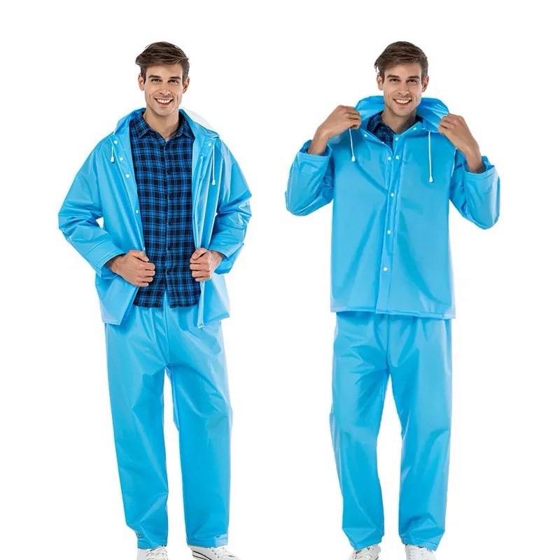 [Ab] Adult Eva Raincoat Shirt and Pants (Suit) Adult Raincoat Unisex for Girls and Boys Waterproof Rainsuit Traveling Homecoming Traveling Raincoat for Motorcycle Riding Walking Suit Pants Waterproof Buttoned Shirt Harga 27,250 rupiah*Gratis Ongkir