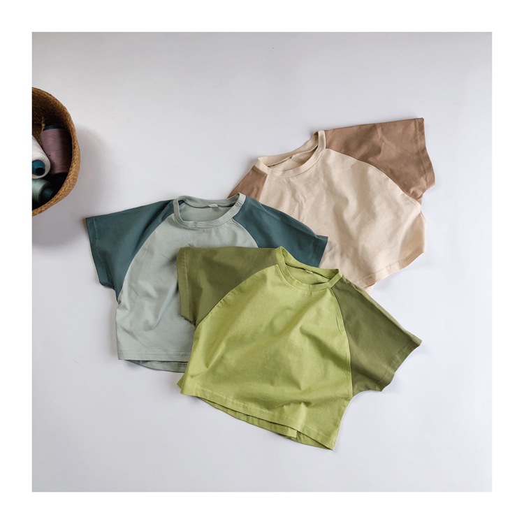 Children's Short Sleeve T-shirt Round Neck Summer Korean Edition Boys and Girls' Short Sleeve Top Fashionable 325621KTN