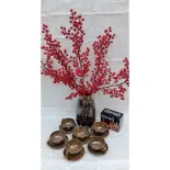 Set đĩa + cốc, ly ( tách ) 180ml , trà, coffee, hàng gốm sứ vuốt tay Bát Tràng