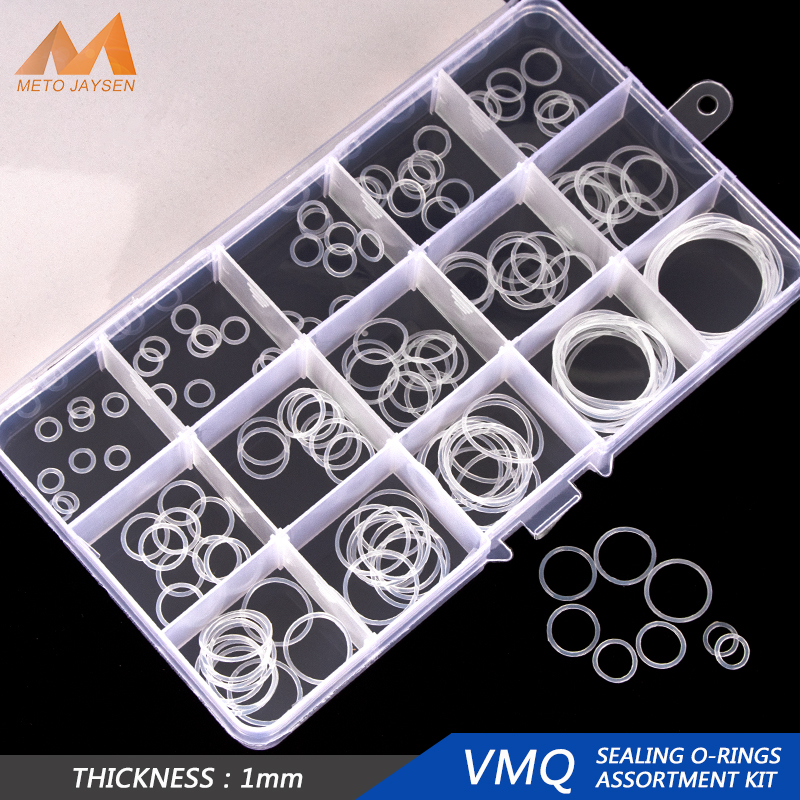 150 cái/hộp độ dày 1mm đường kính 6mm-30mm mm máy giặt ốc vít Trắng vmq niêm phong bịt kín bằng silicon Bộ Vòng O ORING bg020