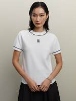 [Pomelo] เสื้อผ้าถักขอบตัดเส้น / Contrast Trim Knit Top