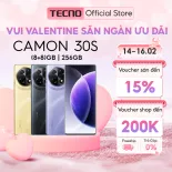 Điện thoại di động Tecno Camon 30S 8GB/256GB - Mediatek Helio G100 | 5000mAh | Sạc nhanh 33W | Hàng chính hãng