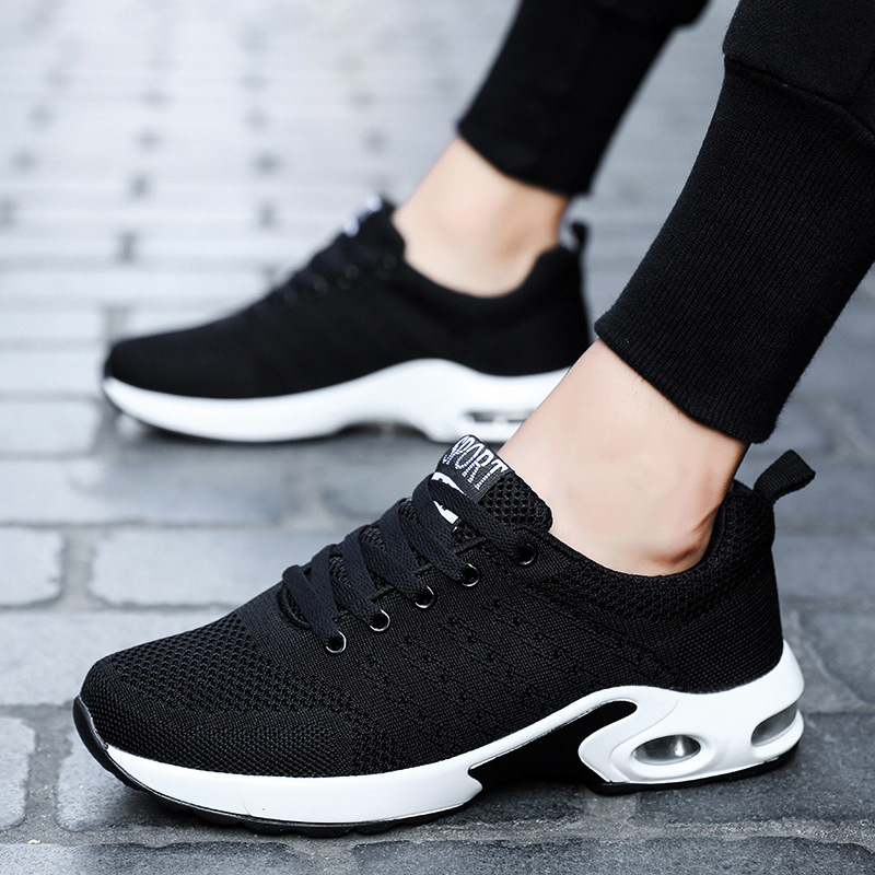 Men's Shoes Fashion Sneaker Air Cushion Sports Shoes Fly-knit Casual Sports Sneakers Mesh Shoes Running Shoes Men Black Shoes