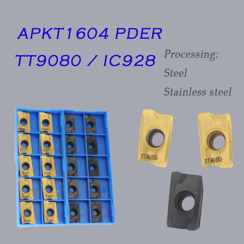 Apkt1604 pder tt9080 / ic928 milling carbide insert lathe parts tool milling tool apkt 1604 turning blade