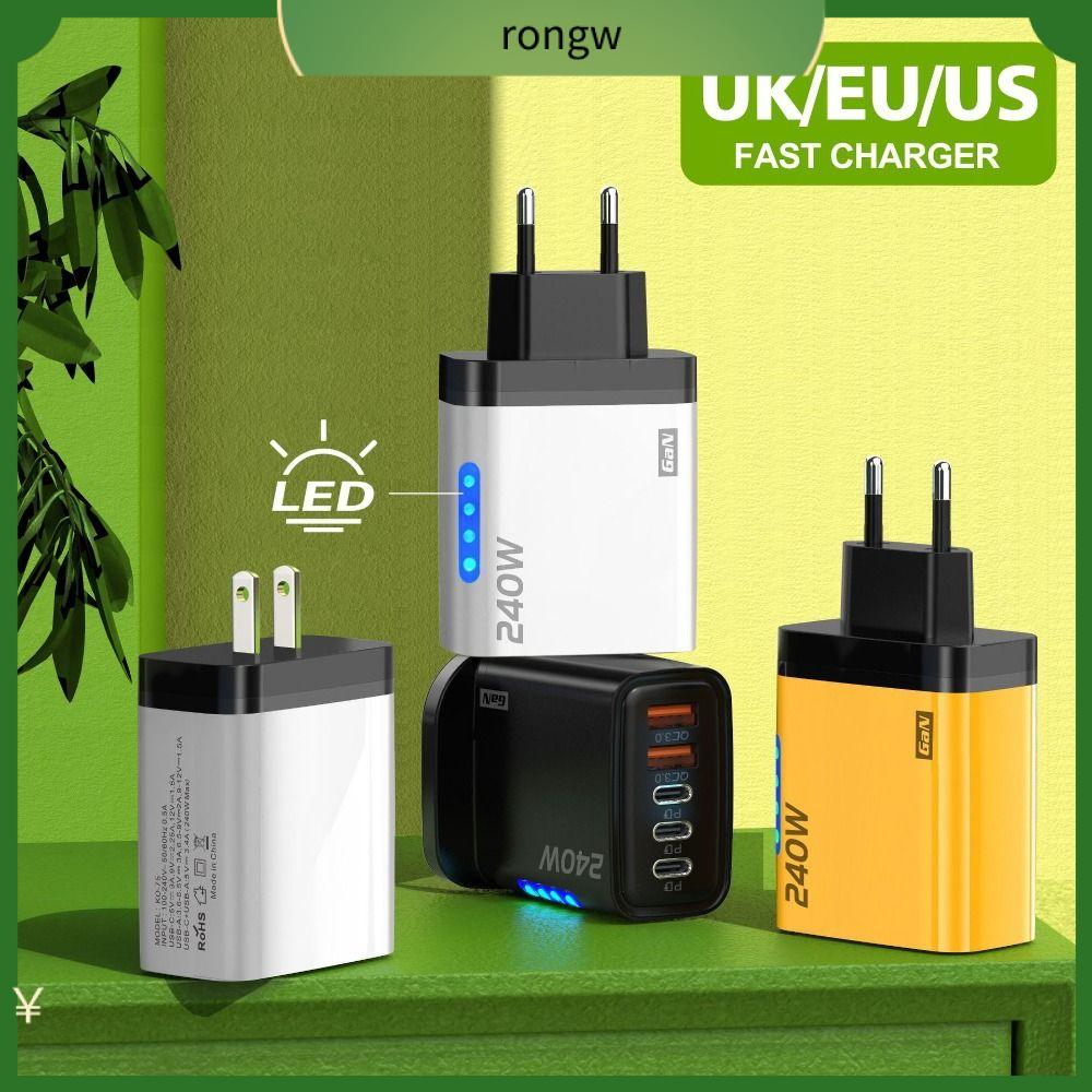 RONGW Có đèn Ổ cắm sạc 240W USB A+C 5 cổng Bộ chuyển đổi sạc điện thoại Phổ quát Sạc nhanh Bộ sạc USB C Cho iPhone/Xiaomi/Samsung