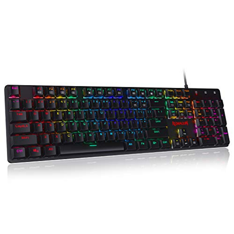 Redragon K589 Shrapnel RGB Low Profile Mechanical Gaming Keyboard, 104 Keys Anti-ghosting Mechanical Keyboard with Linear & Quiet Red Switches, Fast Actuation with Less Travel and Smooth Keys Singapore