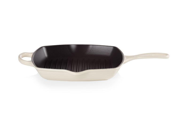 Le Creuset Cast Iron Signature Square Skillet Grill 26cm (Meringue) Singapore