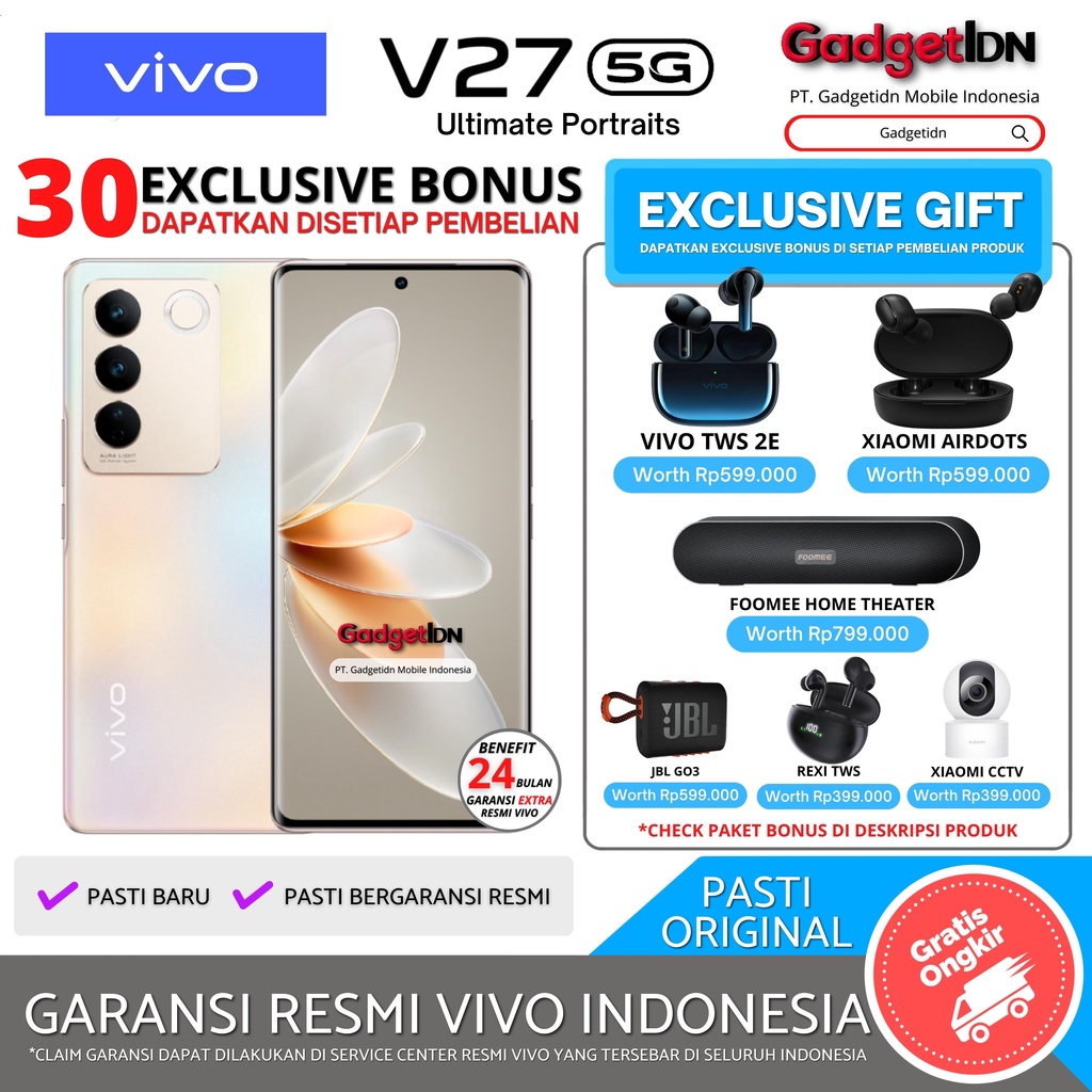 VIVO V27 5G NFC 8/256GB ( +8GB Extended Ram ) Garansi Resmi Vivo Harga  5,999,000 Ringgit*Penghantaran Percuma