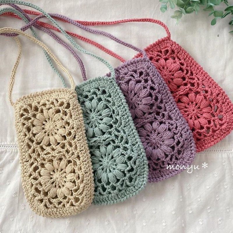 Túi đựng điện thoại bằng len dễ thương đan móc thủ công (Crochet) handmade