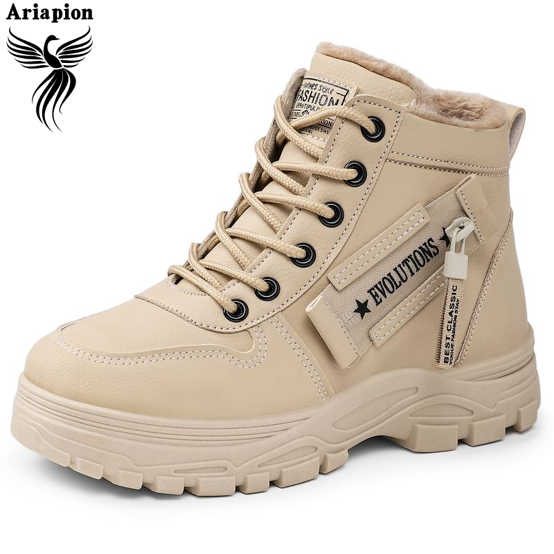 Ariapion丨Shoes Women's Snow Boots Thick Cotton Shoes Warm Velvet Lining Winter Fashion Thick-Soled Cotton Boots Lace-Up Korean Style ราคา 347 บาท*ส่งฟรี