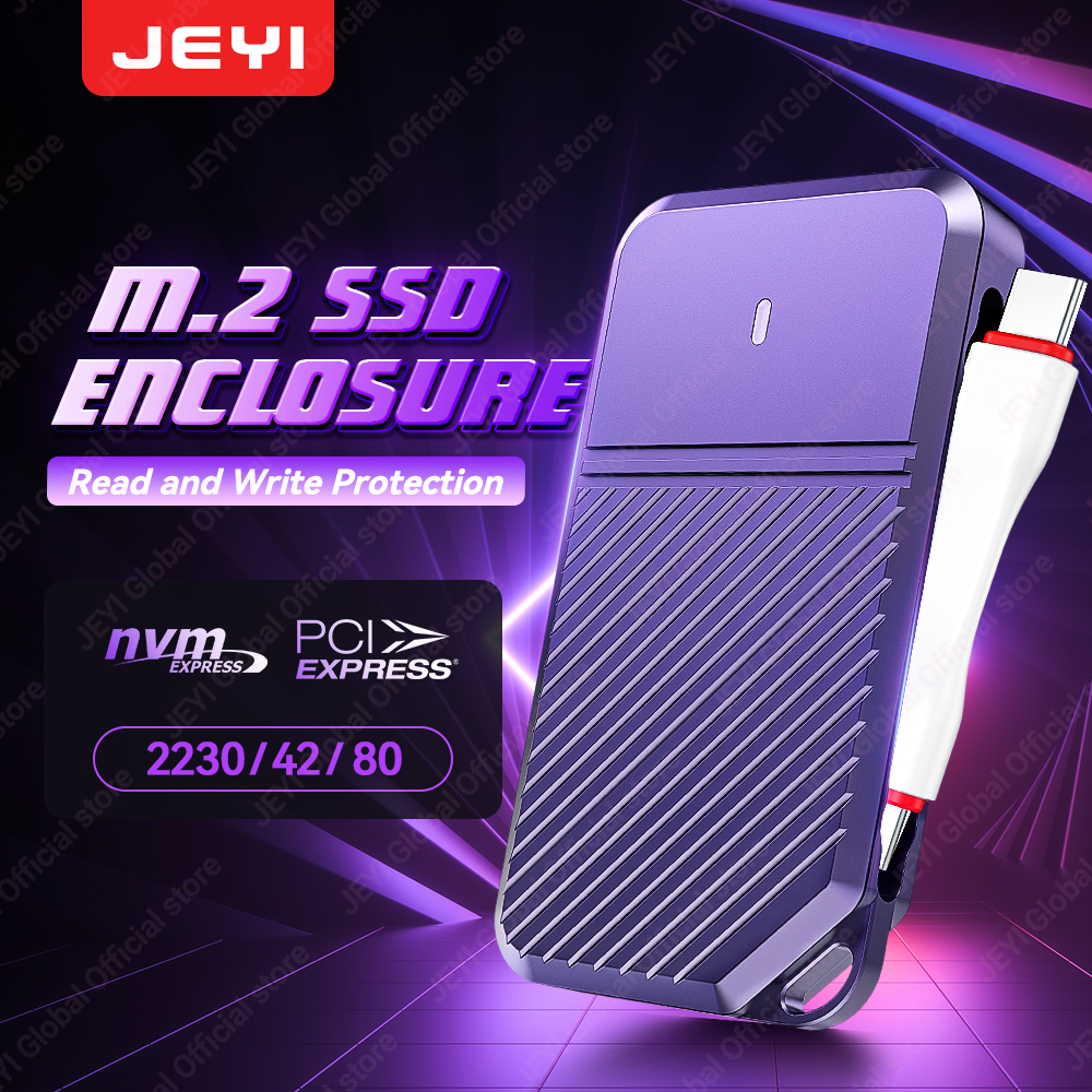 JEYI Gyro-Sensor Write Protection M.2 NVMe Enclosure,10Gbps USB-C SSD Case & RTL9210CN Chip Supports 2230/42/80 SSD UASP TRIM ราคา 1,099 บาท*ส่งฟรี