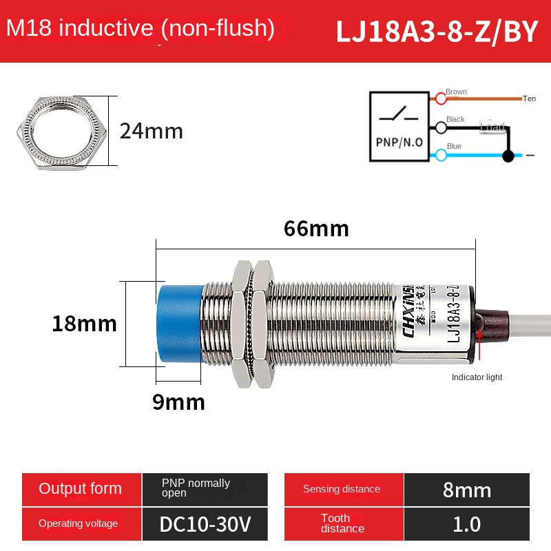 LJ18A3-8-Z/BY Cảm Biến Tiệm Cận Chxinshe | Tùy chọn LJ18A3-5 / LJ18A3-8 Công Tắc NPN/PNP NO NC M18 | Phát Hiện Kim Loại 5mm / 8mm