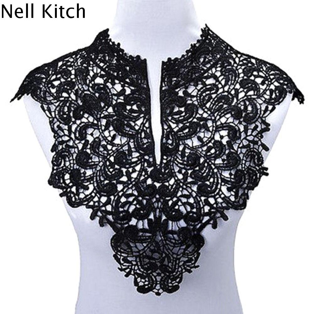 NELL Có thể tháo rời Đường viền cổ áo ren Vải Thêu Rỗng Đường viền cổ áo khoét lỗ Thanh lịch Băng đe