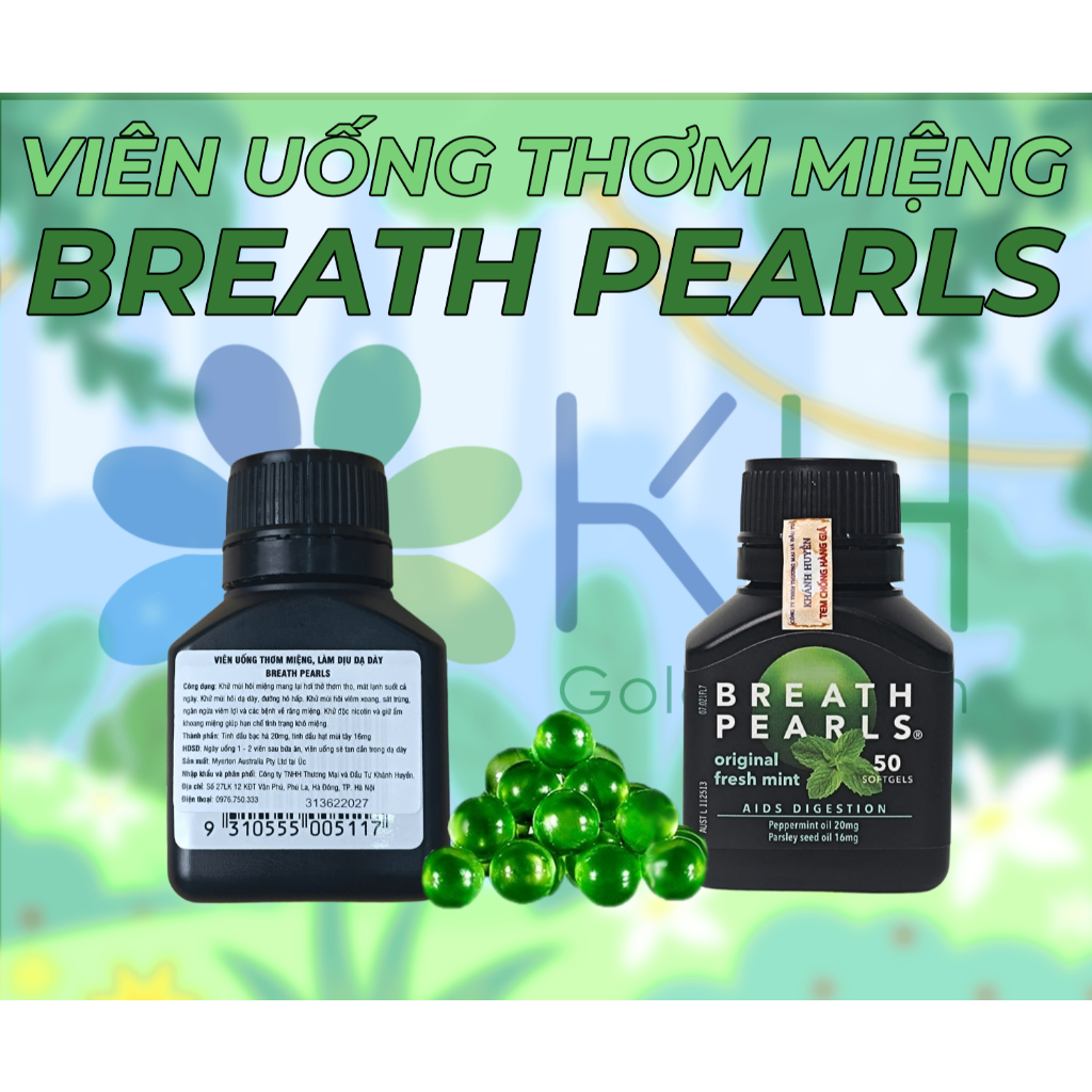 [Hàng cty] VIÊN UỐNG THƠM MIỆNG BREATH PEARLS (50 Viên chính hãng Úc) giảm mùi hôi miệng