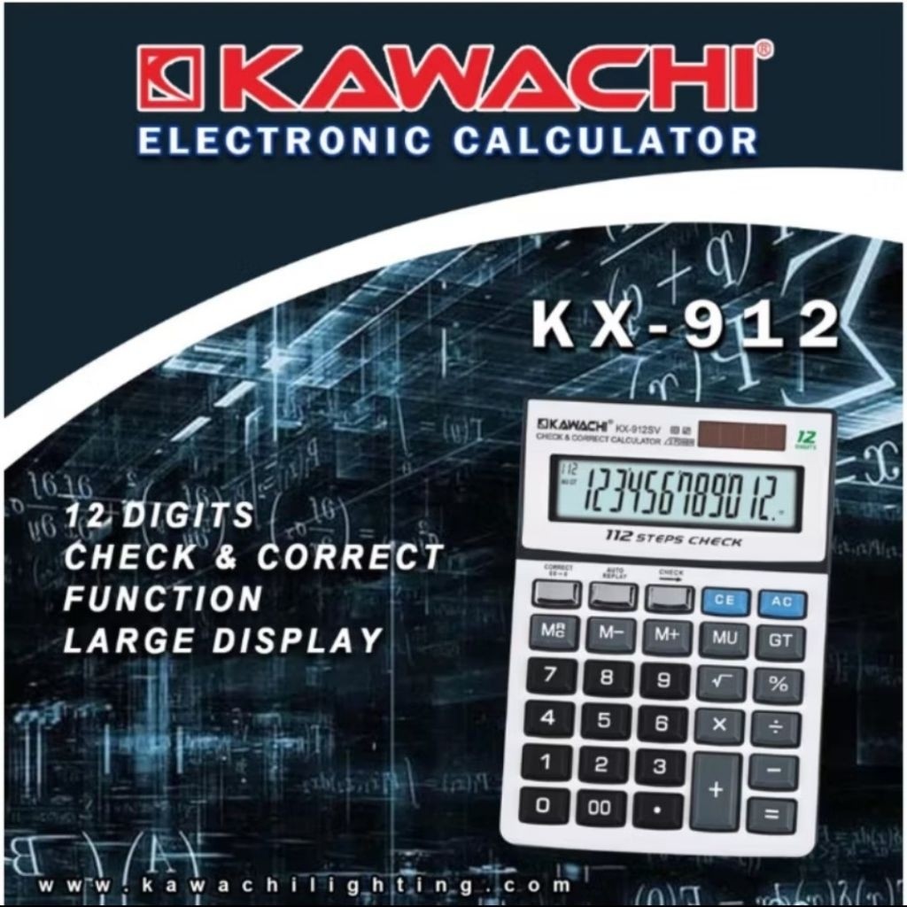 Kalkulator Jumbo Kawachi / Kalkulator Dagang Kalkulator Pasar Big Display / Kx 912 GC 12 Digits