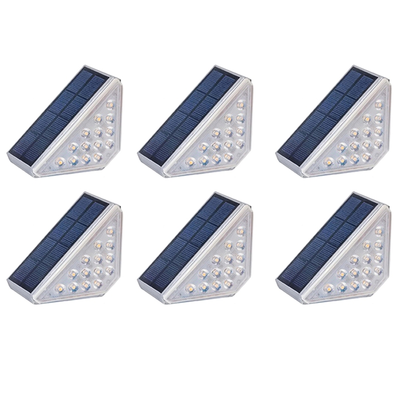6Pack Solar Step Lights for Outside Waterproof, Outdoor Deck Steps Lights, Triangle Solar Stair Lights for Front Porch
