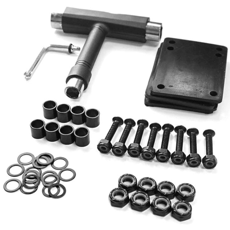 (BGIC) Skateboard Hardware,Skate T-Type Tools Skateboard Riser Shock Pads,Shockpads Hardware Screws,Axle Washers/Nuts/Spacers