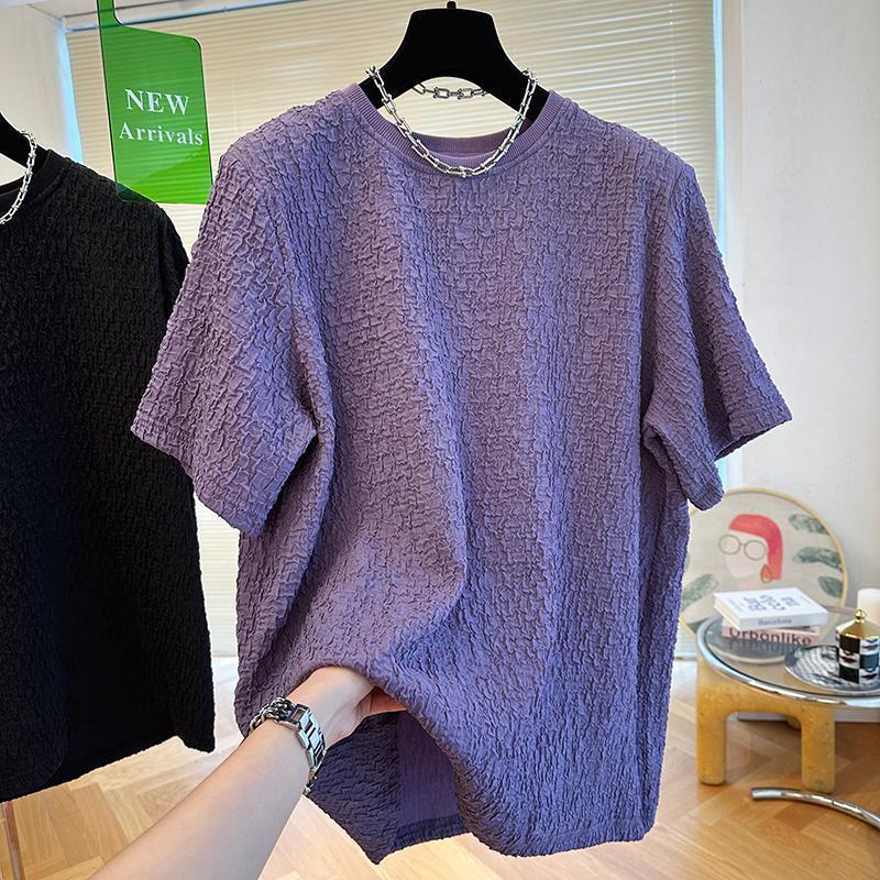 Advanced Texture Design, Casual Short Sleeved T-shirt, Women's Foam Gauze, Lazy Summer Loose Temperament, Women's Top