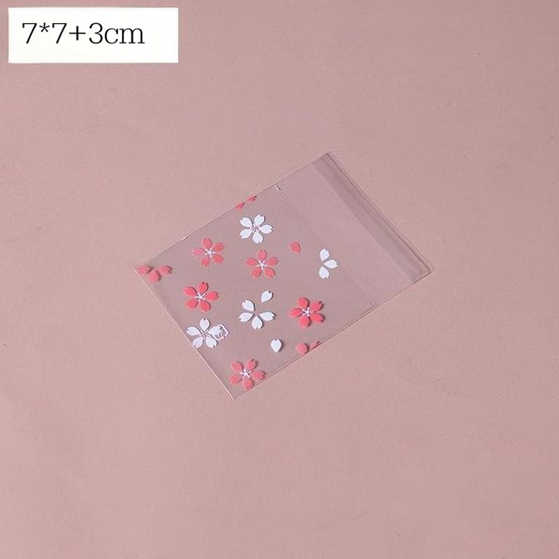100pcs 5.5x8.5 CM Sweet Floral Cookie Bag Candy Cookie Plastic Pastry Heat Seal Handmade Wrapper Gift packaging bag baking tool suitable for packaging candy and cookies