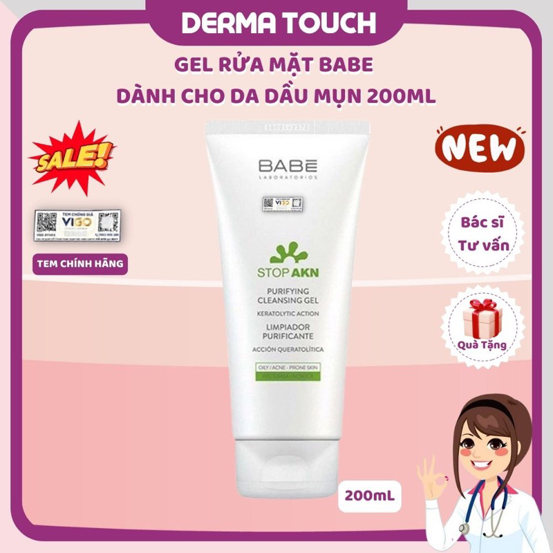 Sữa rửa mặt BaBe 100- 200mL Rửa Mặt BaBe Stop Akn Purifying Cleansing dành cho da dầu mụn - DMP Derma Touch