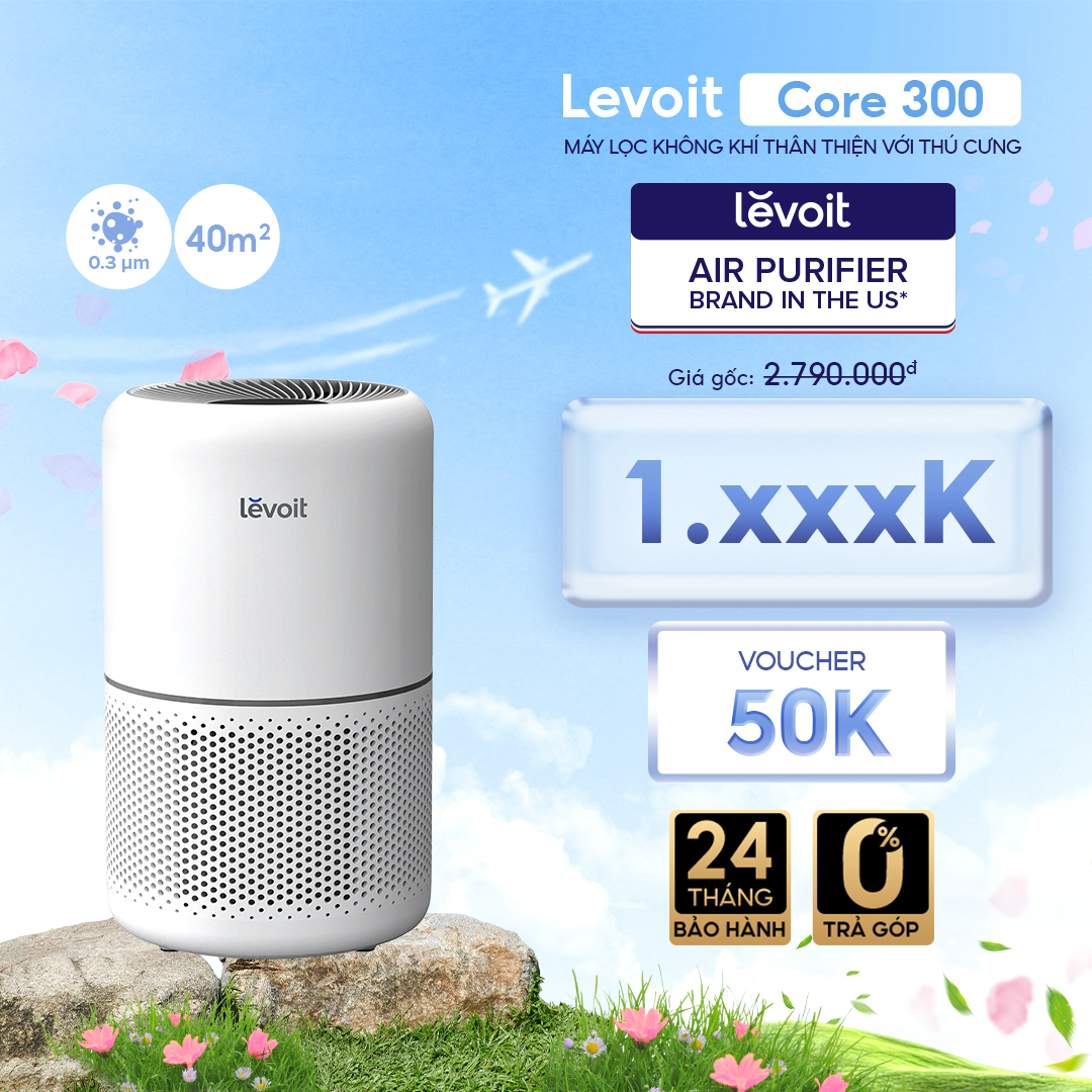Máy Lọc Không Khí Diệt Khuẩn Levoit Core 300 40m2 | Bộ Lọc HEPA H13 Lọc Bụi Mịn - Hàng Chính Hãng