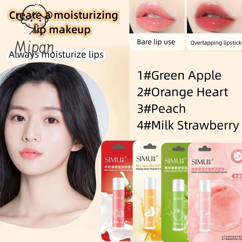 Mipan Trái Cây dưỡng ẩm Son dưỡng môi với vitamin E chăm sóc dưỡng ẩm chống khô dâu xanh Apple đào mật ong Son dưỡng môi