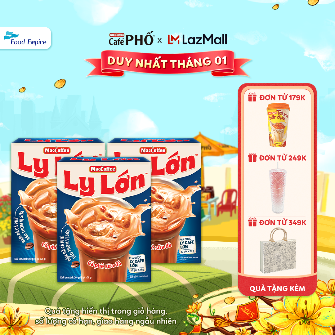 Combo 3 hộp Cà phê Ly Lớn - Maccoffee (hộp 10 gói x 26g)