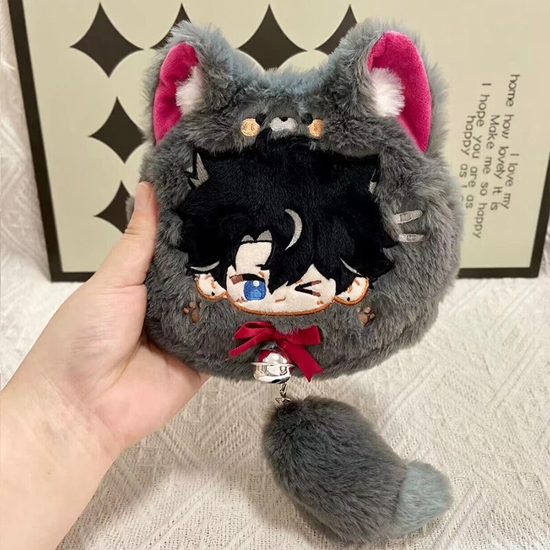 【original】 Anime Genshin Impact Wriothesley Animal Series Cartoon Soft Plush Purse Wallets Game Headset Storage Bag 15cm