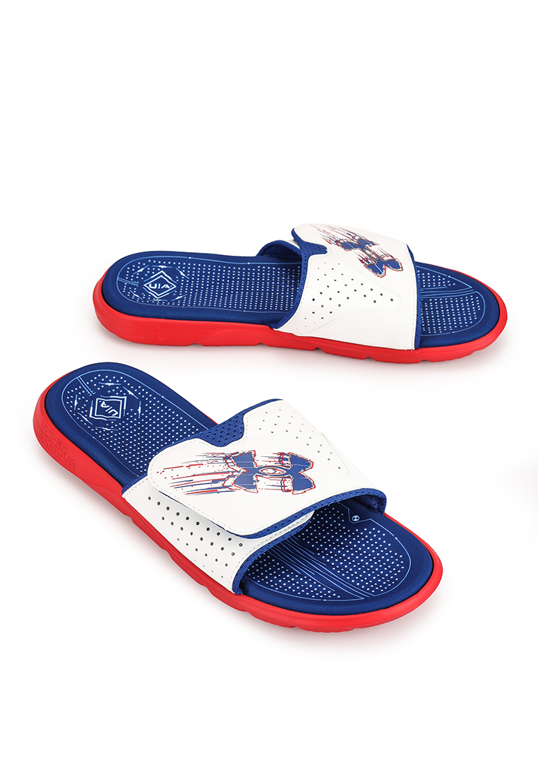 Discount on Under Armour  shoes - SKU: Under Armour Unisex Mercenary Slides (Unisex) - Red/White/Royal
