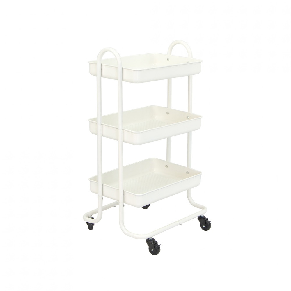Happy-Shoping DELICATO รถเข็น 3 ชั้น รุ่น ASTRA-WHITE ขนาด 46x38x86 ซม. สีขาว ถูกเเละดีที่นี่ที่เดียว ราคา 1,428 บาท*ส่งฟรี
