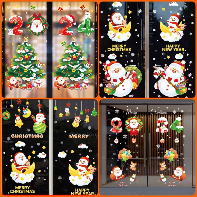 Decal Noel 2024 dán kính hít tĩnh tiện