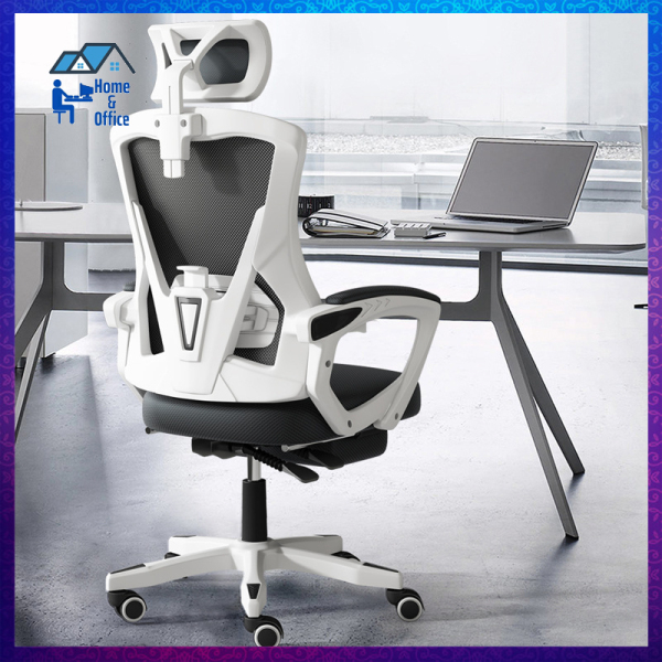 Ghế xoay văn phòng lưng lưới có tự đầu, ghế ngồi làm việc có gác chân thư giãn, ghế gaming - HOME&OFFICE giá rẻ