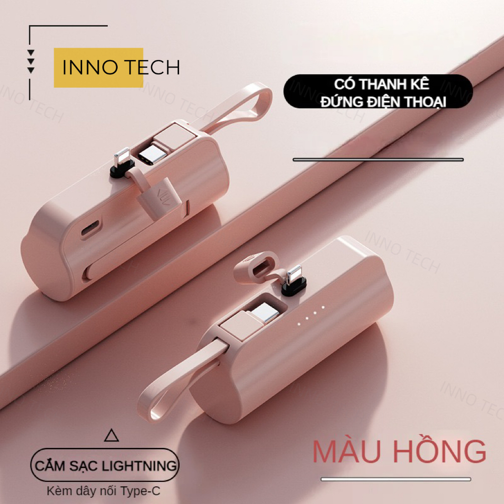 Sạc Dự Phòng 10000mah Cắm Sạc 20w Trực Tiếp, Sạc Cùng Lúc 2 Thiết Bị, Có Giá Kê Đứng Điện Thoại, Cổng Sạc Kép Đầu Ra - 5
