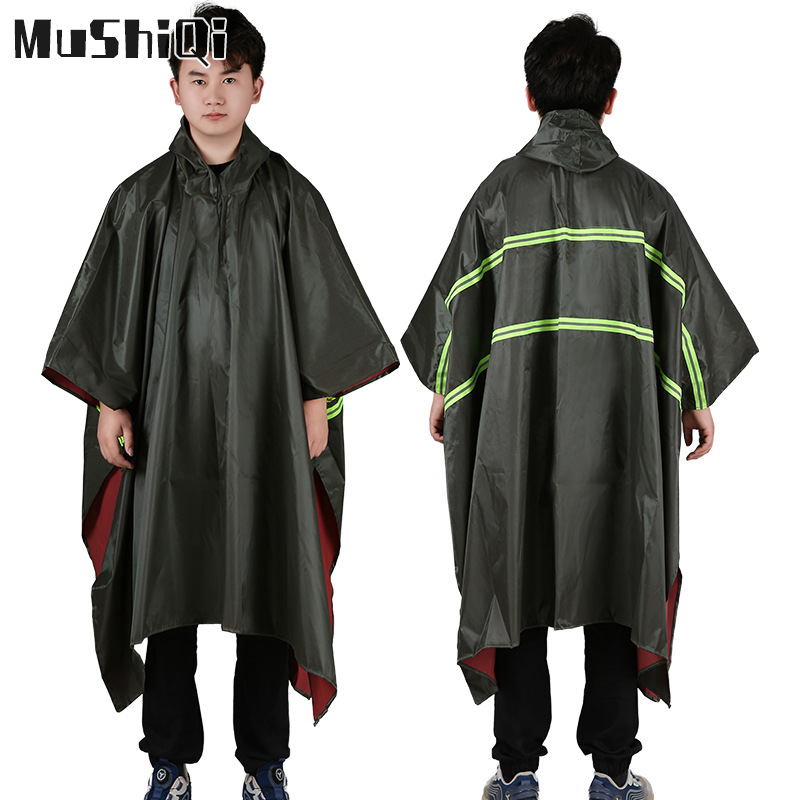MUSHIQI Áo mưa, áo mưa, trọn bộ, áo mưa liền, áo mưa dày, áo mưa, áo mưa EVA, người lớn, khóa kéo, găng tay, áo mưa, dã ngoại nam nữ áo poncho thời trang