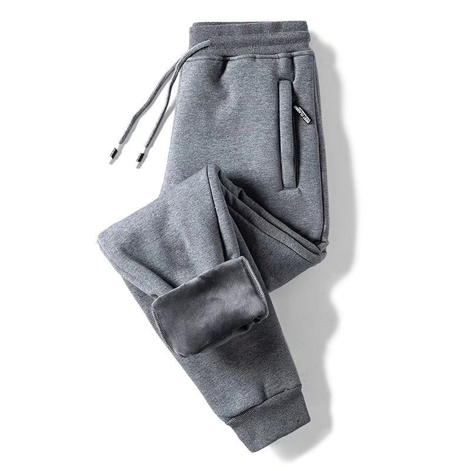 UHH Men Polyester Pants Winter Pants for Men Men's Thick Fleece Lined Jogger Pants Warm Casual Sports Sweatpants with Zipper Pockets Loose Fit Winter Trousers for Daily Wear and Street Style - 1